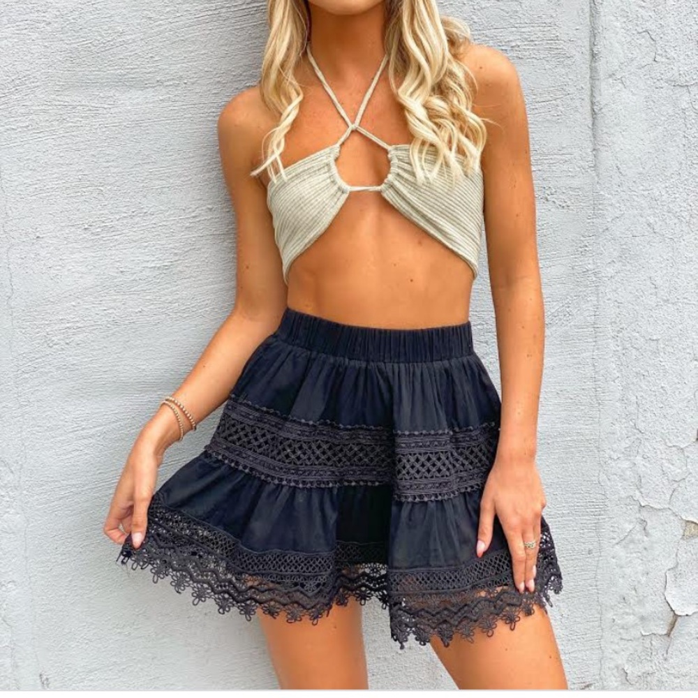 Ruby and Jenna black trim detail skirt